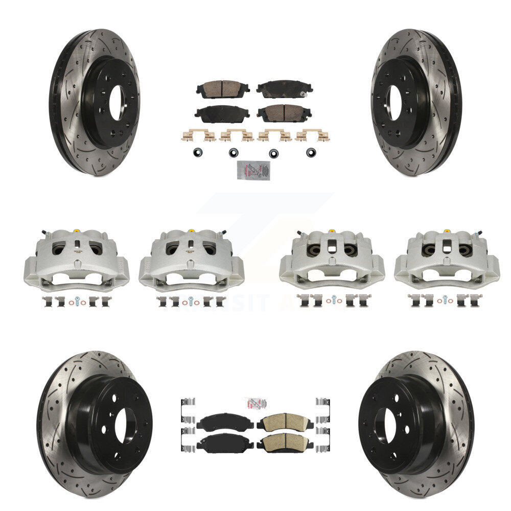 Front Rear Brake Caliper Drill Slot Rotors Ceramic Pad Kit (10Pc) For Chevrolet Suburban KCD-100831N
