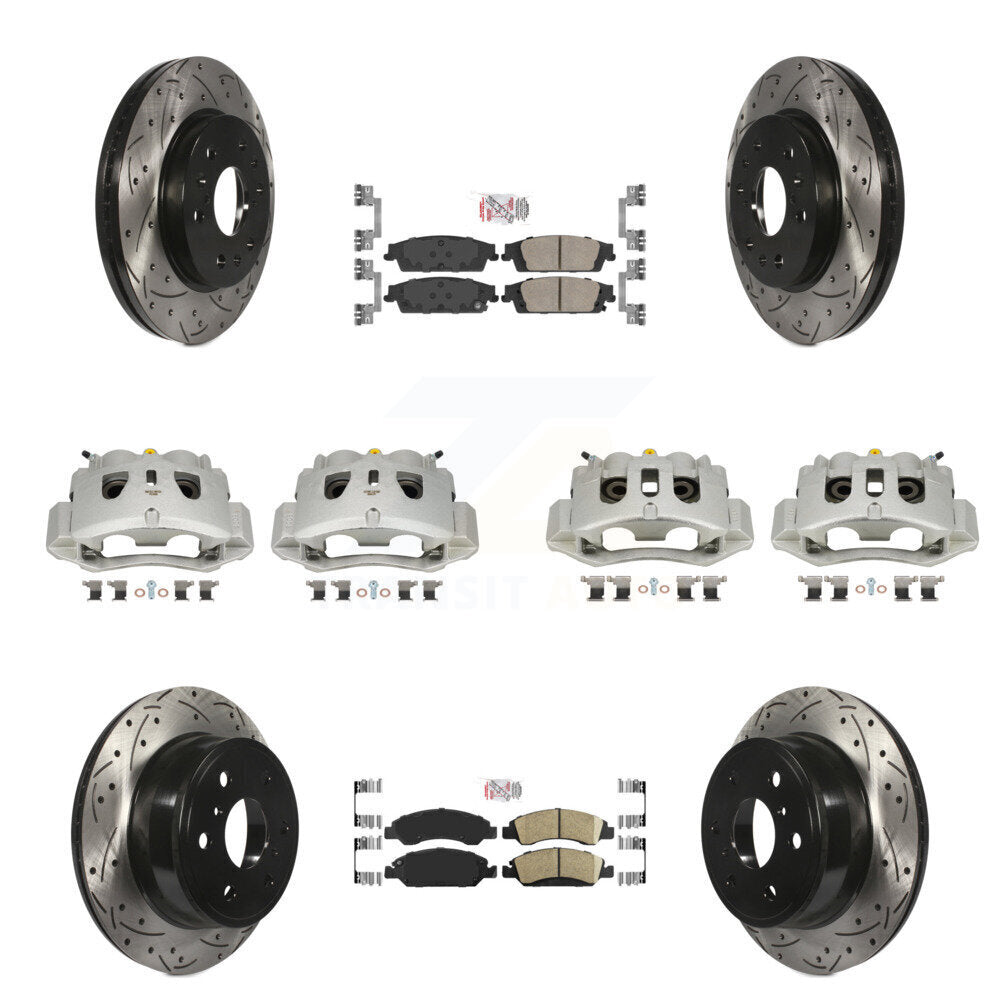 Front Rear Brake Caliper Drill Slot Rotors Ceramic Pad Kit (10Pc) For Chevrolet Suburban KCD-100833N