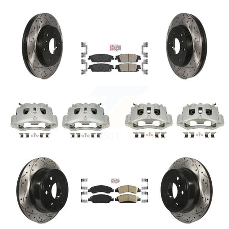 Front Rear Brake Caliper Drill Slot Rotors Ceramic Pad Kit (10Pc) For Chevrolet Suburban KCD-100833N