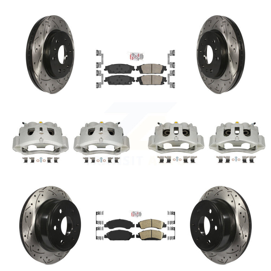 Front Rear Brake Caliper Drill Slot Rotors Ceramic Pad Kit (10Pc) For Chevrolet Suburban KCD-100833N