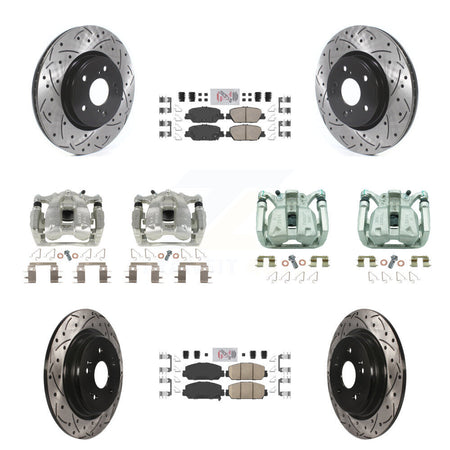 Front Rear Brake Coated Caliper Drilled Slot Rotor Ceramic Pad Kit (10Pc) For Honda CR-V KCD-100862N