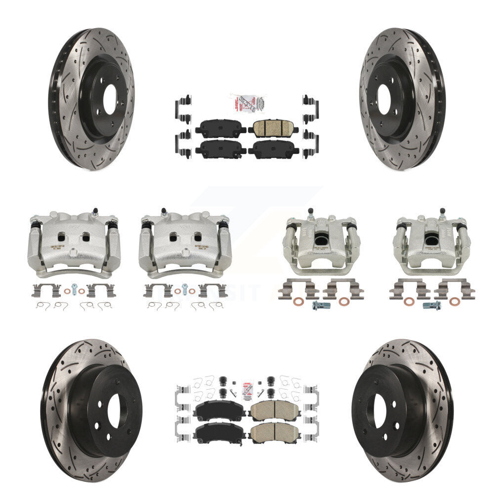 Front Rear Brake Coated Caliper Drill Slot Rotor Ceramic Pad Kit (10Pc) For Nissan Rogue KCD-100874N