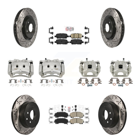 Front Rear Brake Coated Caliper Drill Slot Rotor Ceramic Pad Kit (10Pc) For Nissan Rogue KCD-100874N