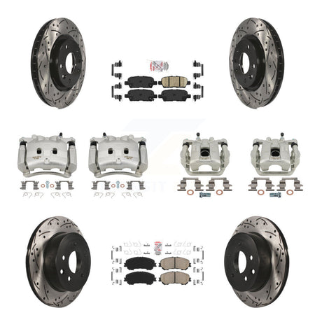 Front Rear Brake Coated Caliper Drill Slot Rotor Ceramic Pad Kit (10Pc) For Nissan Rogue KCD-100894N