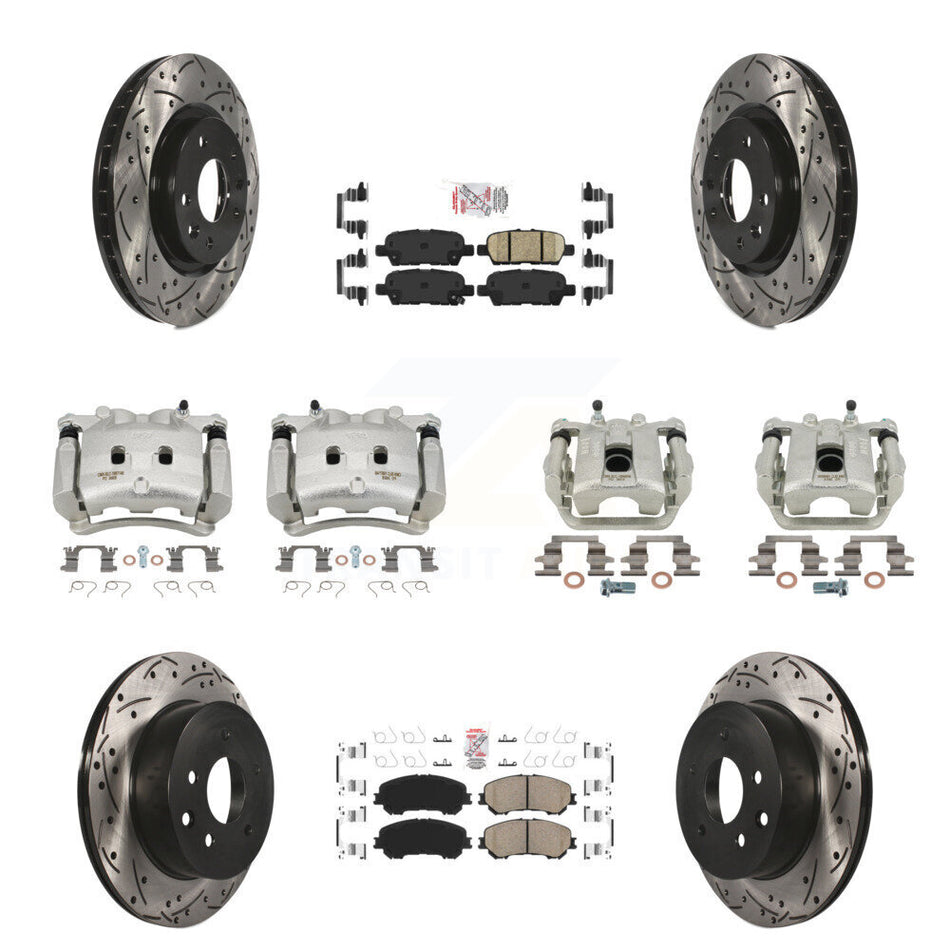 Front Rear Brake Coated Caliper Drill Slot Rotor Ceramic Pad Kit (10Pc) For Nissan Rogue KCD-100894N