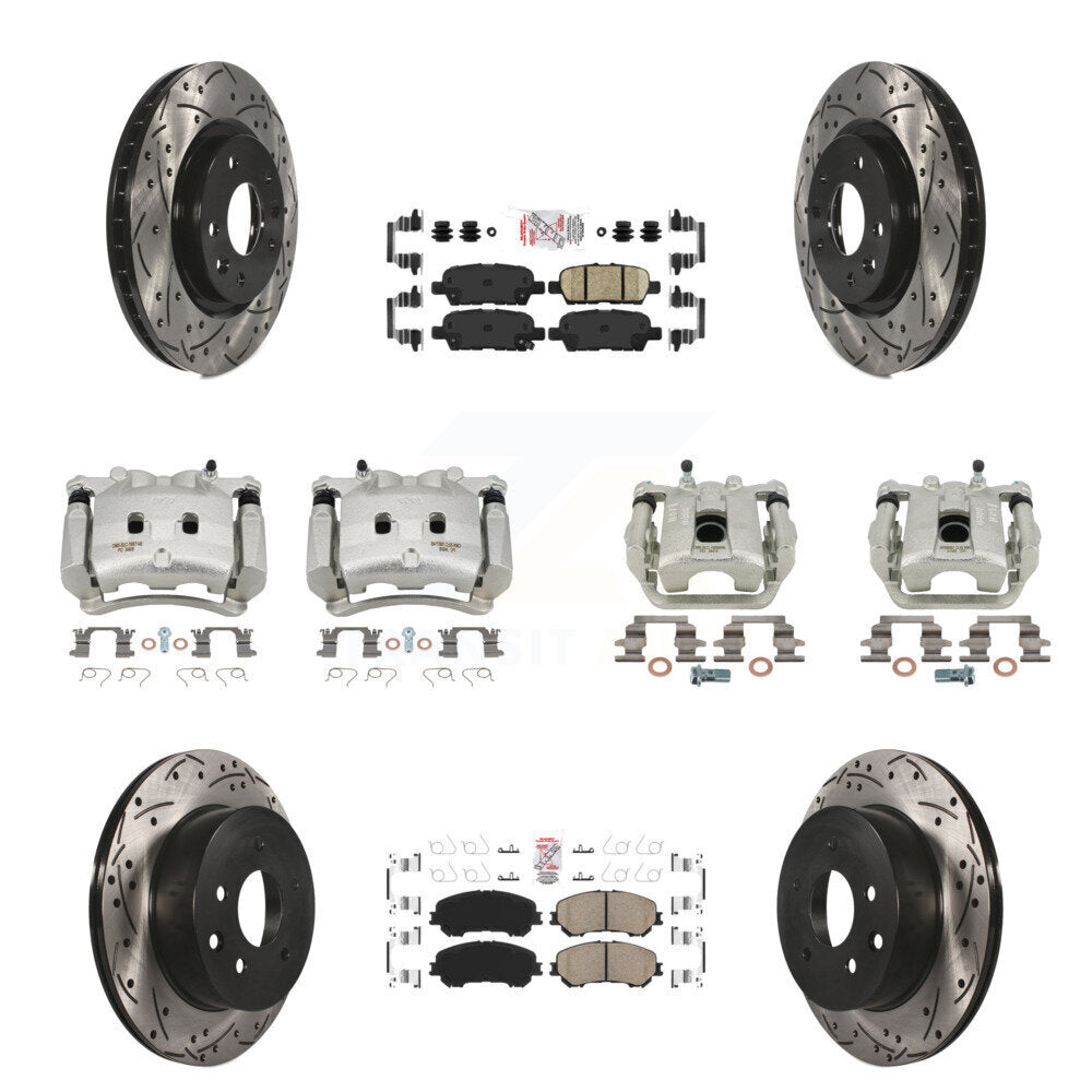 Front Rear Brake Coated Caliper Drill Slot Rotor Ceramic Pad Kit (10Pc) For Nissan Rogue KCD-100895N