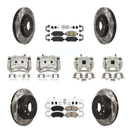 Front Rear Brake Coated Caliper Drill Slot Rotor Ceramic Pad Kit (10Pc) For Nissan Rogue KCD-100897N