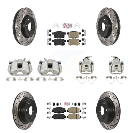 Front Rear Brake Coated Caliper Drill Slot Rotor Ceramic Pad Kit (10Pc) For Honda Accord KCD-100922N