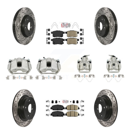 Front Rear Brake Coated Caliper Drill Slot Rotor Ceramic Pad Kit (10Pc) For Honda Accord KCD-100926N
