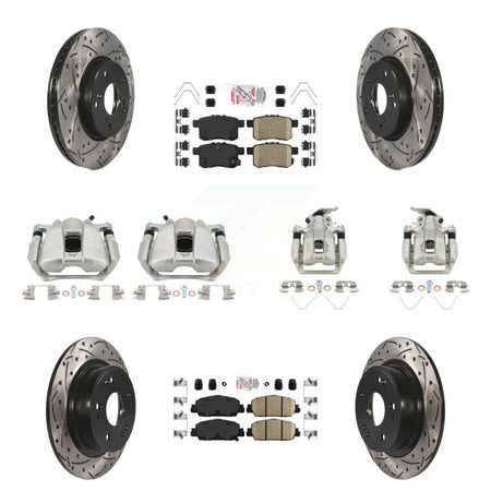 Front Rear Brake Coated Caliper Drill Slot Rotor Ceramic Pad Kit (10Pc) For Honda Accord KCD-100927N