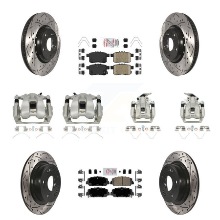 Front Rear Brake Coated Caliper Drill Slot Rotor Ceramic Pad Kit (10Pc) For Honda Accord KCD-100933N