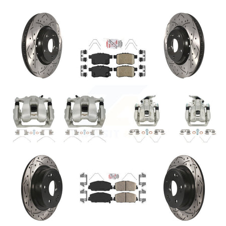 Front Rear Brake Coated Caliper Drill Slot Rotor Ceramic Pad Kit (10Pc) For Honda Accord KCD-100934N