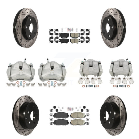 Front Rear Brake Coat Caliper Drill Slot Rotor Ceramic Pad Kit (10Pc) For Toyota RAV4 LE KCD-100943N