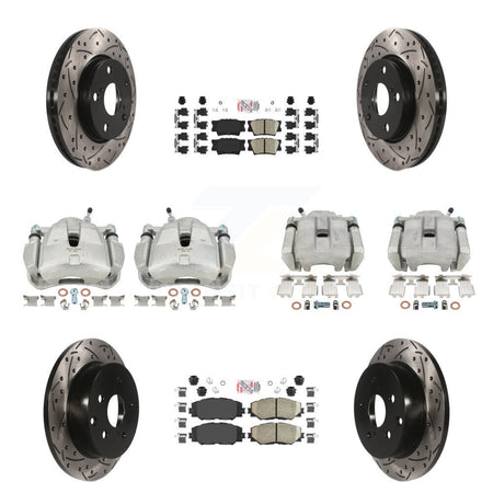 Front Rear Brake Coat Caliper Drill Slot Rotor Ceramic Pad Kit (10Pc) For Toyota RAV4 LE KCD-100950N