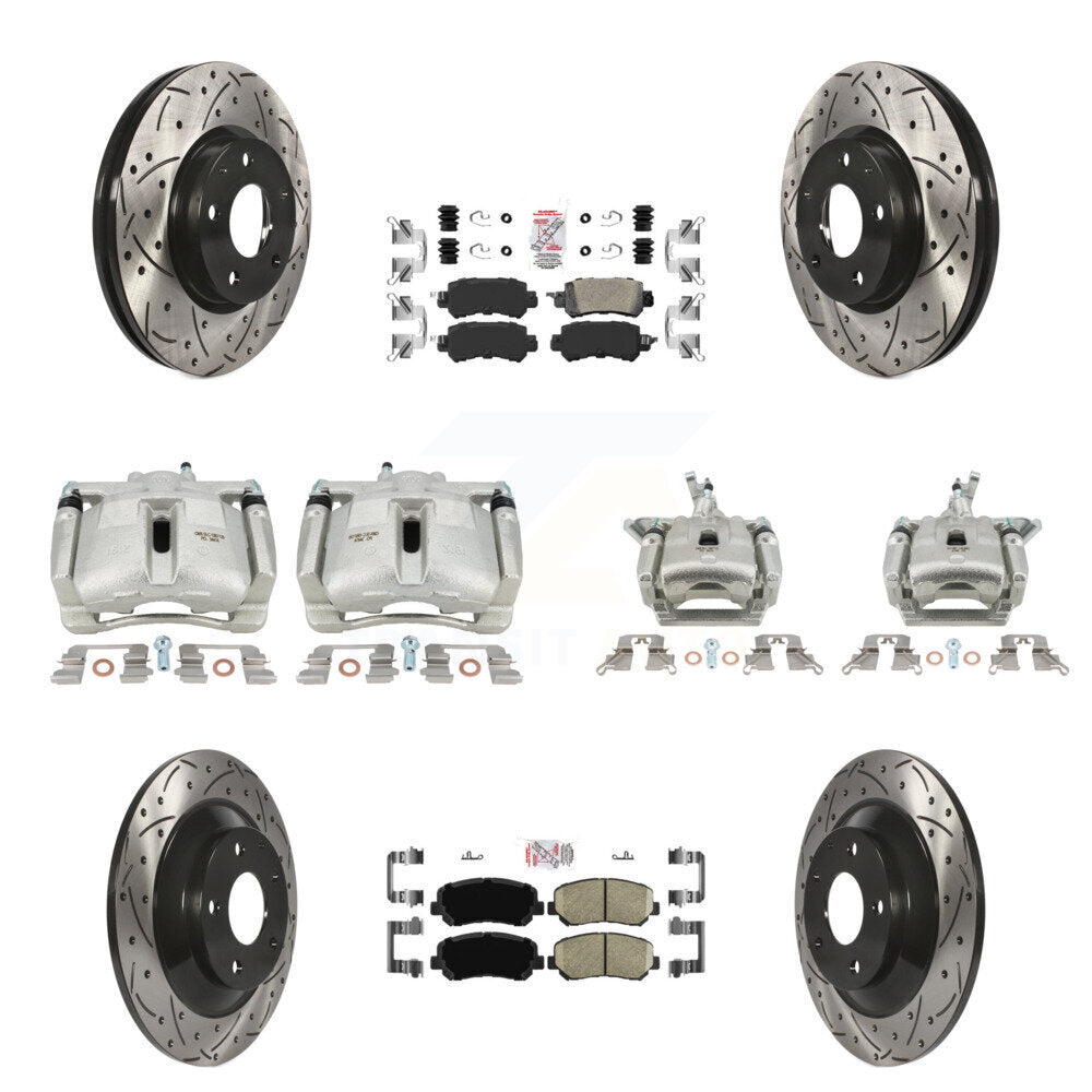 Front Rear Brake Caliper Drill Slotted Rotor Ceramic Pad Kit (10Pc) For 13-15 Mazda CX-5 KCD-100954N