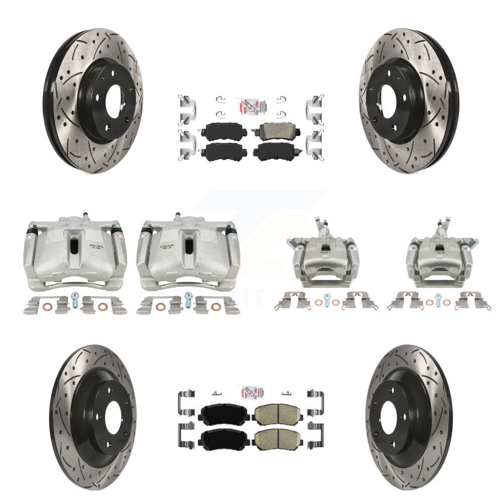 Front Rear Brake Caliper Drill Slotted Rotor Ceramic Pad Kit (10Pc) For 13-15 Mazda CX-5 KCD-100955N