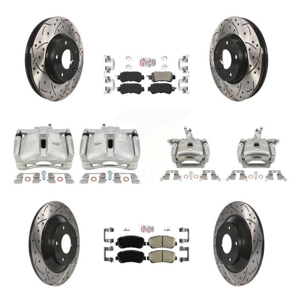 Front Rear Brake Caliper Drill Slotted Rotor Ceramic Pad Kit (10Pc) For 13-15 Mazda CX-5 KCD-100955N