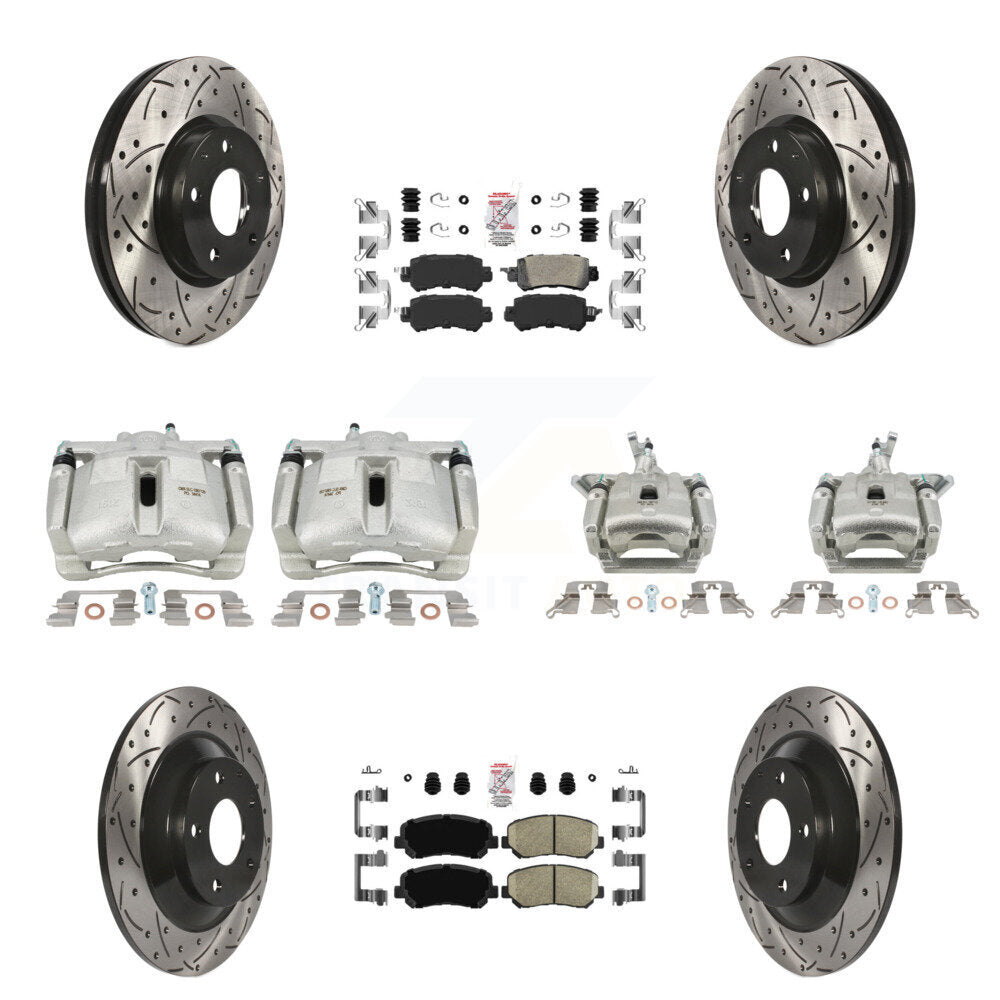Front Rear Brake Caliper Drill Slotted Rotor Ceramic Pad Kit (10Pc) For 13-15 Mazda CX-5 KCD-100956N