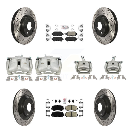 Front Rear Brake Caliper Drill Slotted Rotor Ceramic Pad Kit (10Pc) For 13-15 Mazda CX-5 KCD-100957N