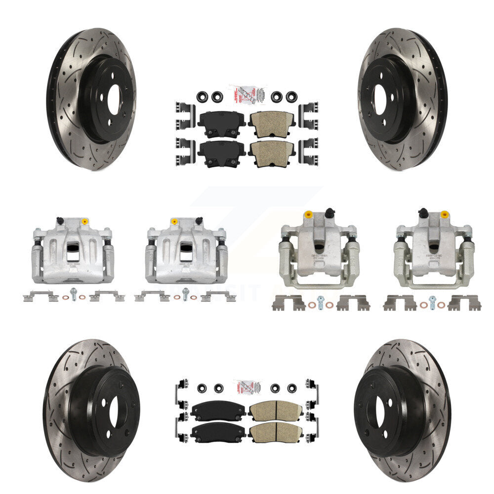 Front Rear Brake Coat Caliper Drill Slot Rotors Ceramic Pad Kit (10Pc) For Dodge Charger KCD-100968N