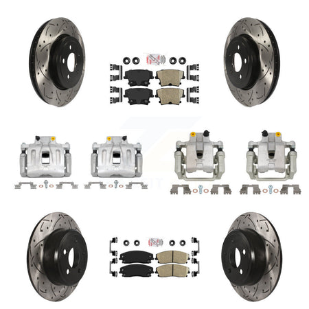 Front Rear Brake Coat Caliper Drill Slot Rotors Ceramic Pad Kit (10Pc) For Dodge Charger KCD-100968N