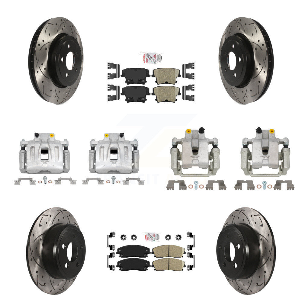 Front Rear Brake Coat Caliper Drill Slot Rotors Ceramic Pad Kit (10Pc) For Dodge Charger KCD-100969N