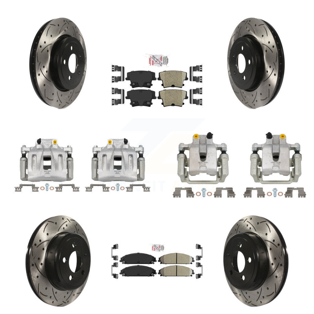 Front Rear Brake Coated Caliper Drill Slot Rotor Ceramic Pad Kit (10Pc) For Chrysler 300 KCD-100973N