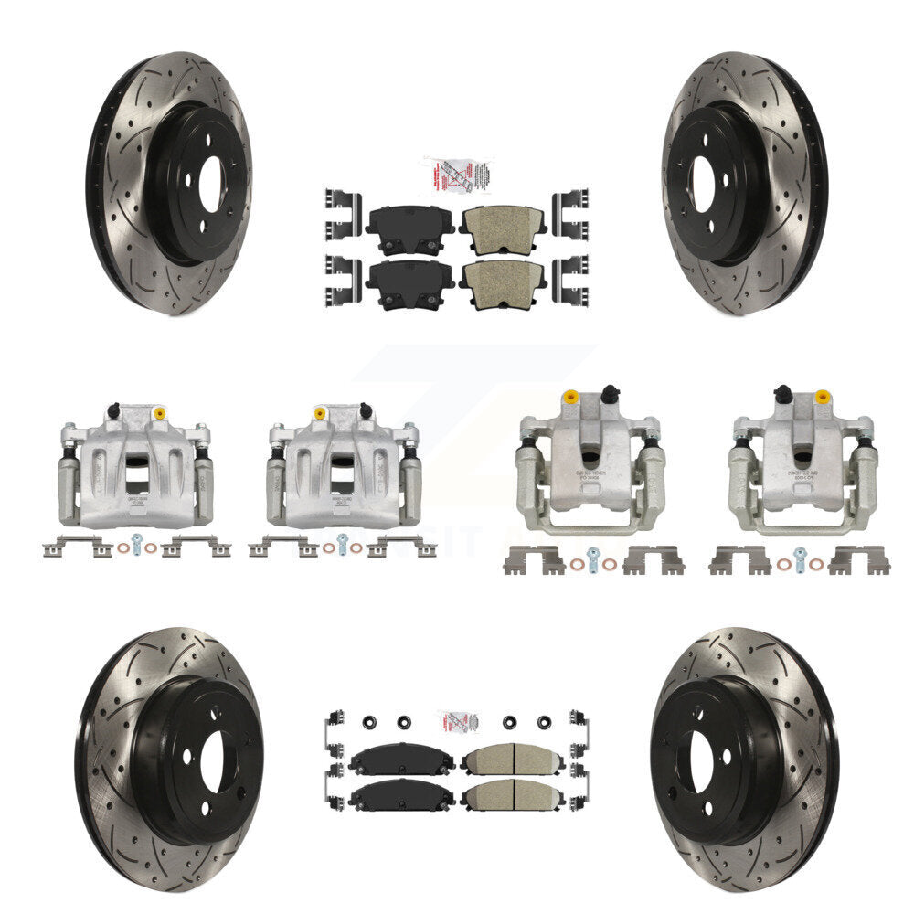 Front Rear Brake Coated Caliper Drill Slot Rotor Ceramic Pad Kit (10Pc) For Chrysler 300 KCD-100975N