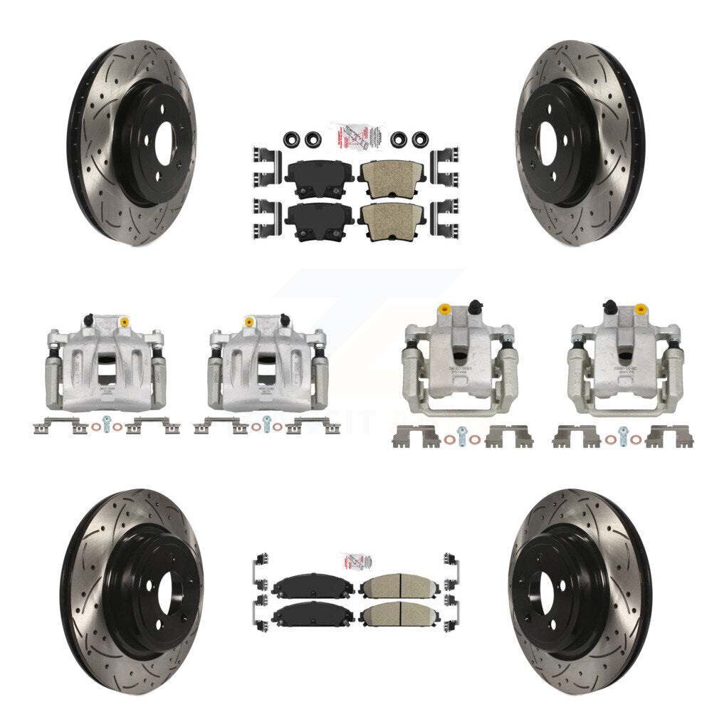 Front Rear Brake Caliper Drill Slot Rotors Ceramic Pad Kit (10Pc) For Dodge Charger 3.6L KCD-100976N