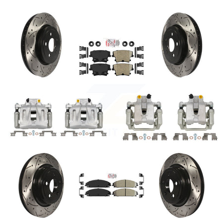 Front Rear Brake Caliper Drill Slot Rotors Ceramic Pad Kit (10Pc) For Dodge Charger 3.6L KCD-100976N