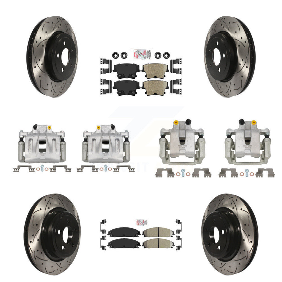 Front Rear Brake Caliper Drill Slot Rotors Ceramic Pad Kit (10Pc) For Dodge Charger 3.6L KCD-100976N