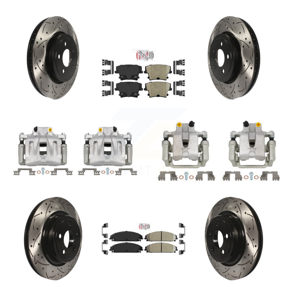 Front Rear Brake Caliper Drill Slot Rotors Ceramic Pad Kit (10Pc) For Dodge Charger 3.6L KCD-100977N