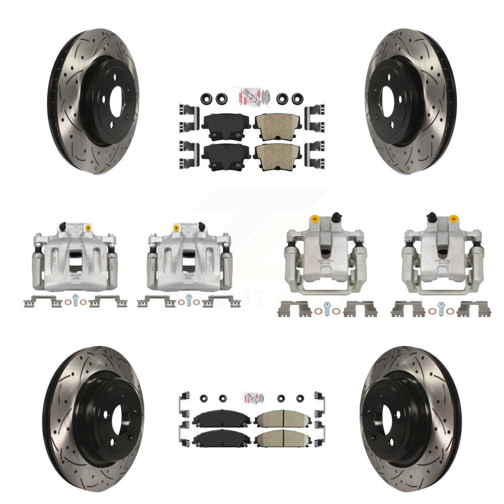 Front Rear Brake Caliper Drill Slot Rotors Ceramic Pad Kit (10Pc) For Dodge Charger 3.6L KCD-100978N