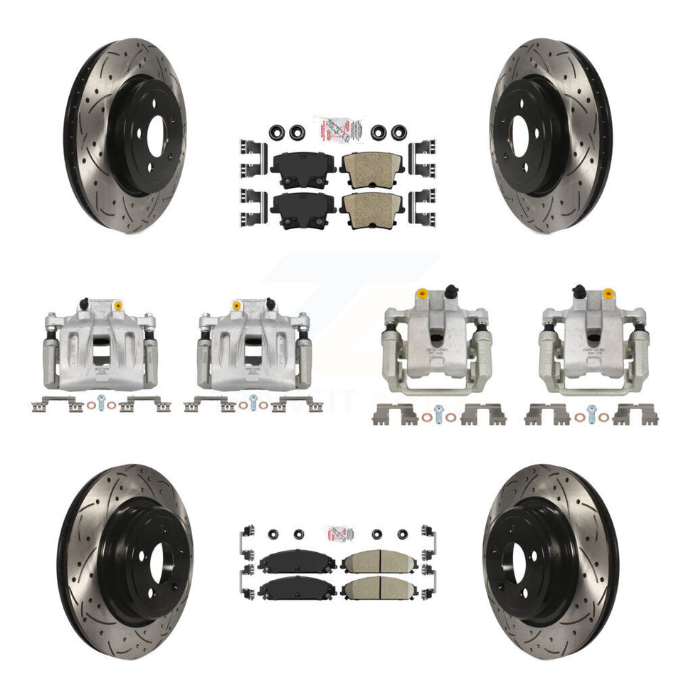 Front Rear Brake Caliper Drill Slot Rotors Ceramic Pad Kit (10Pc) For Dodge Charger 3.6L KCD-100978N
