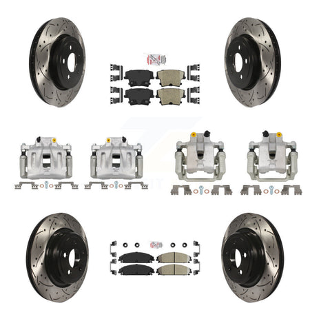 Front Rear Brake Caliper Drill Slot Rotors Ceramic Pad Kit (10Pc) For Dodge Charger 3.6L KCD-100979N