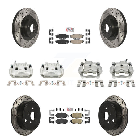 Front Rear Brake Coat Caliper Drill Slot Rotor Ceramic Pad Kit (10Pc) For Subaru Impreza KCD-100981N