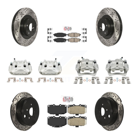 Front Rear Brake Caliper Drill Slot Rotors Ceramic Pad Kit (10Pc) For Subaru Impreza WRX KCD-100991N