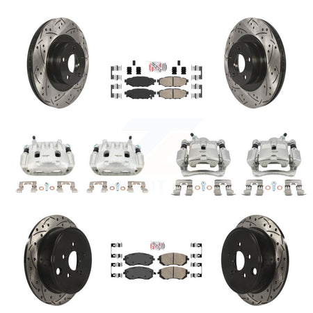 Front Rear Brake Caliper Drill Slot Rotors Ceramic Pad Kit (10Pc) For Subaru Impreza WRX KCD-100992N