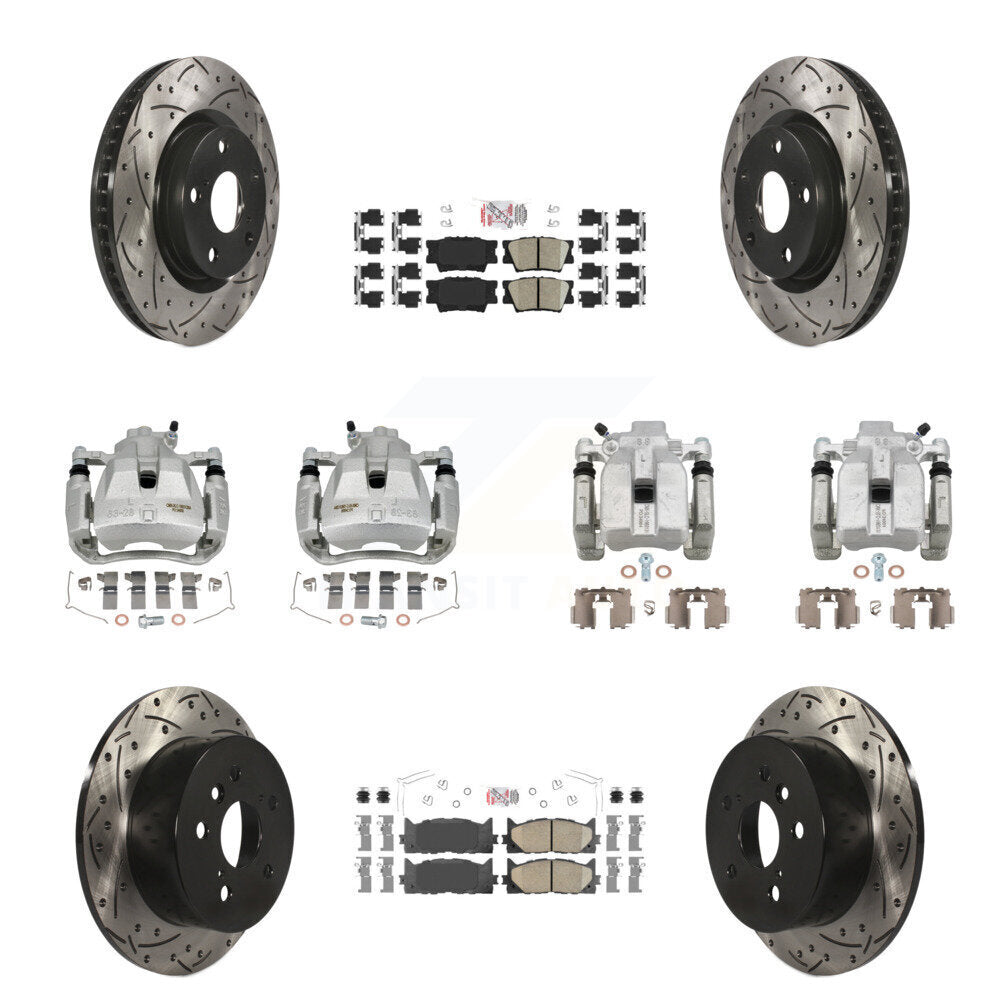 Front Rear Brake Caliper Drill Slot Rotors Ceramic Pad Kit (10Pc) For Toyota Camry Lexus KCD-100995N