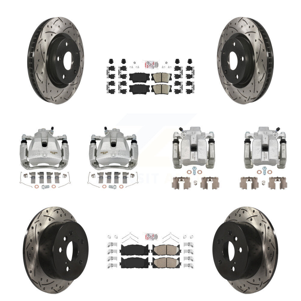 Front Rear Brake Caliper Drill Slot Rotors Ceramic Pad Kit (10Pc) For Toyota Camry Lexus KCD-100996N