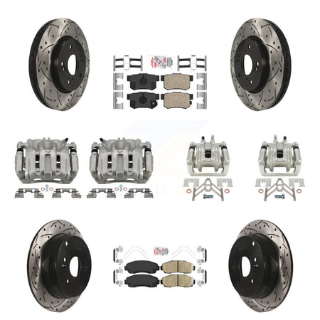 Front Rear Brake Coated Caliper Drill Slotted Rotor Ceramic Pad Kit (10Pc) For Acura RDX KCD-101025N