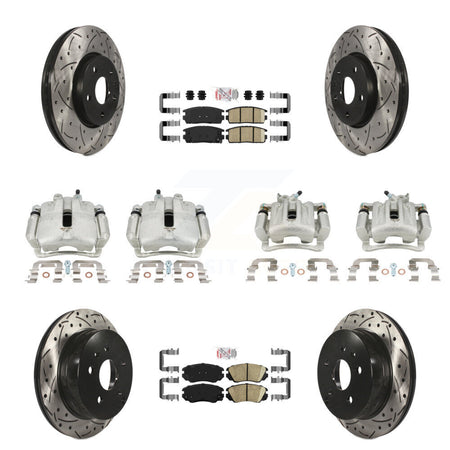 Front Rear Brake Caliper Drilled Slot Rotor Ceramic Pad Kit (10Pc) For Chevrolet Equinox KCD-101057N