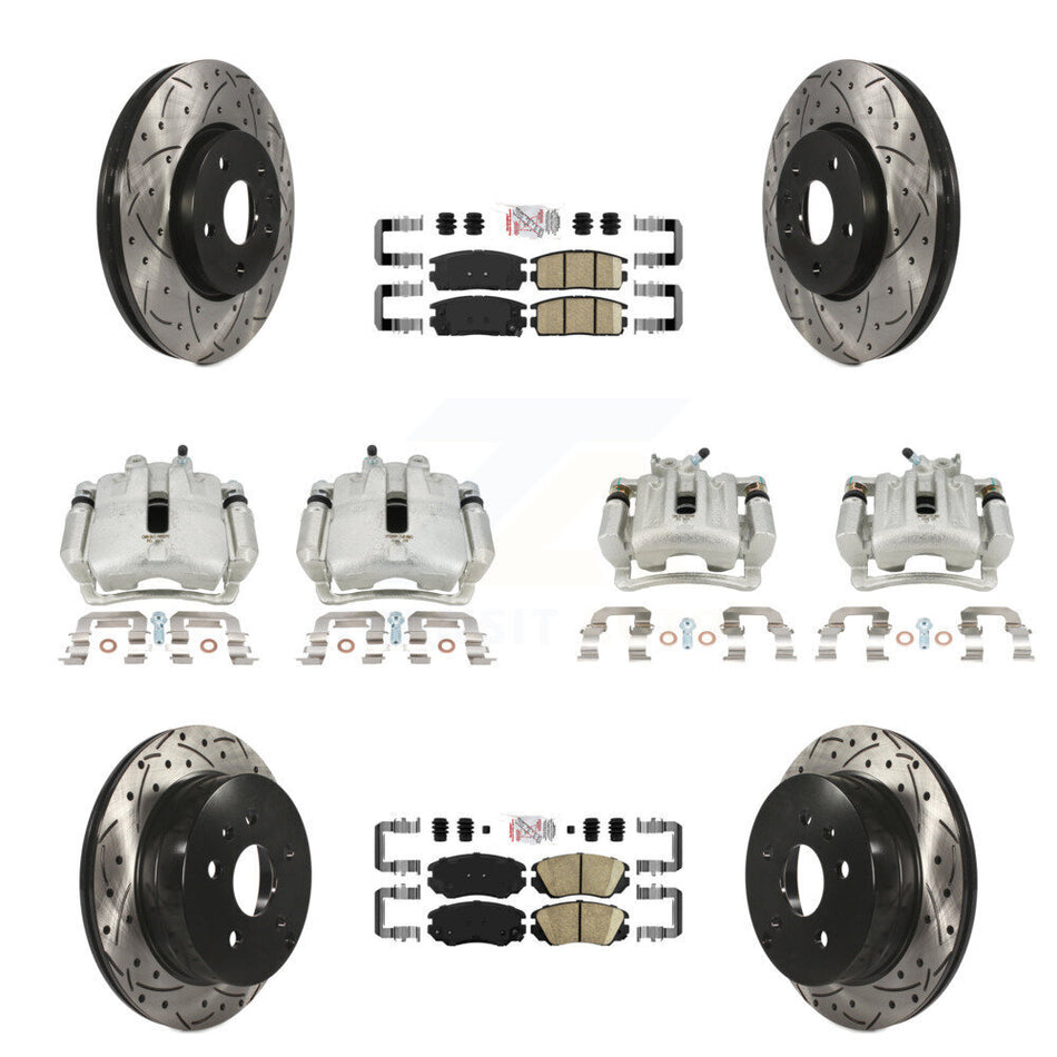 Front Rear Brake Caliper Drilled Slot Rotor Ceramic Pad Kit (10Pc) For Chevrolet Equinox KCD-101059N