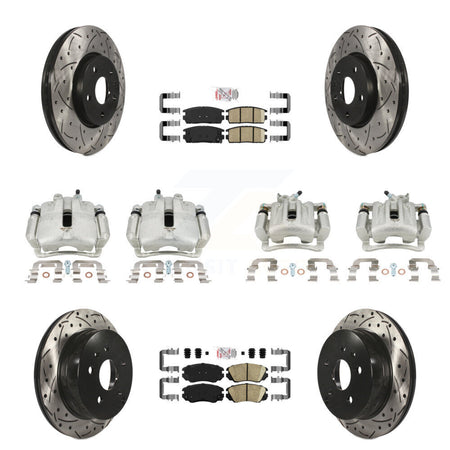 Front Rear Brake Caliper Drilled Slot Rotor Ceramic Pad Kit (10Pc) For Chevrolet Equinox KCD-101060N