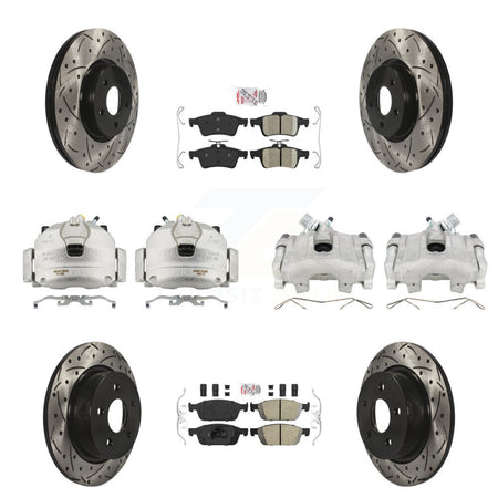 Front Rear Brake Coated Caliper Drill Slot Rotors Ceramic Pad Kit (10Pc) For Ford Escape KCD-101078N