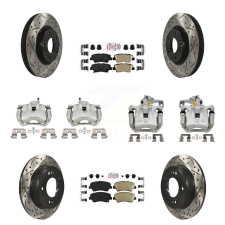 Front Rear Brake Caliper Drill Slot Rotors Ceramic Pad Kit (10Pc) For 14 Kia Forte Sedan KCD-101105N