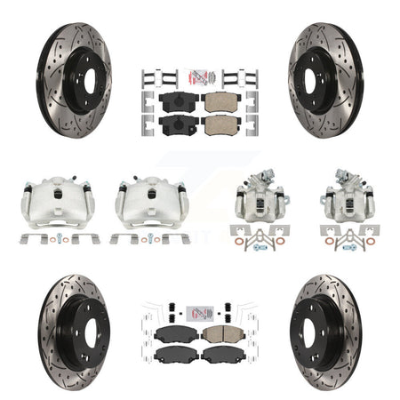 Front Rear Brake Caliper Drilled Slot Rotor Ceramic Pad Kit (10Pc) For Honda Civic Acura KCD-101131N