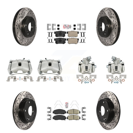 Front Rear Brake Coated Caliper Drill Slotted Rotor Ceramic Pad Kit (10Pc) For Acura CSX KCD-101132N