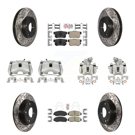 Front Rear Brake Coated Caliper Drill Slotted Rotor Ceramic Pad Kit (10Pc) For Acura CSX KCD-101133N