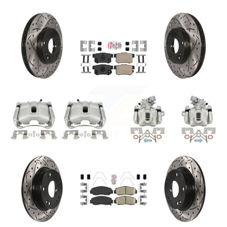 Front Rear Brake Coated Caliper Drill Slotted Rotor Ceramic Pad Kit (10Pc) For Acura CSX KCD-101134N